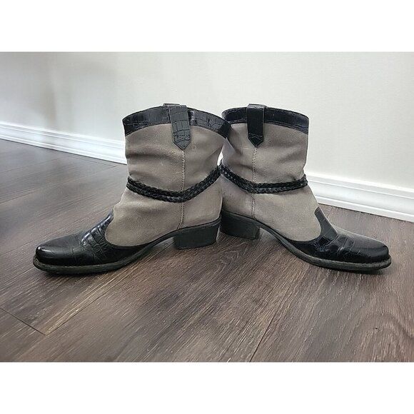 Brighton Black and Gray Ankle Boots - Picture 4 of 8